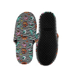 Halloween Zombie Striped Pattern Print Slippers