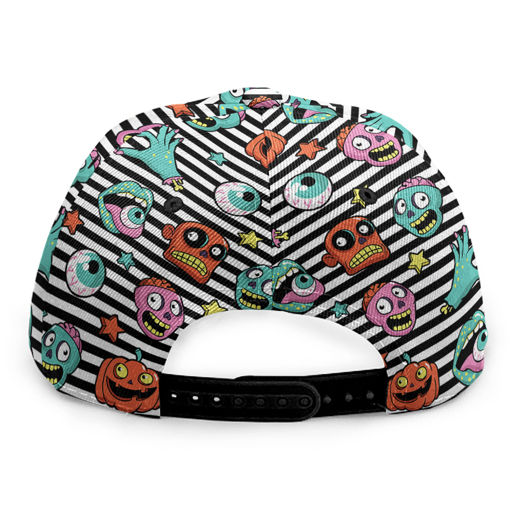 Halloween Zombie Striped Pattern Print Snapback Cap
