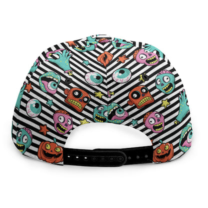 Halloween Zombie Striped Pattern Print Snapback Cap