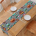 Halloween Zombie Striped Pattern Print Table Runner