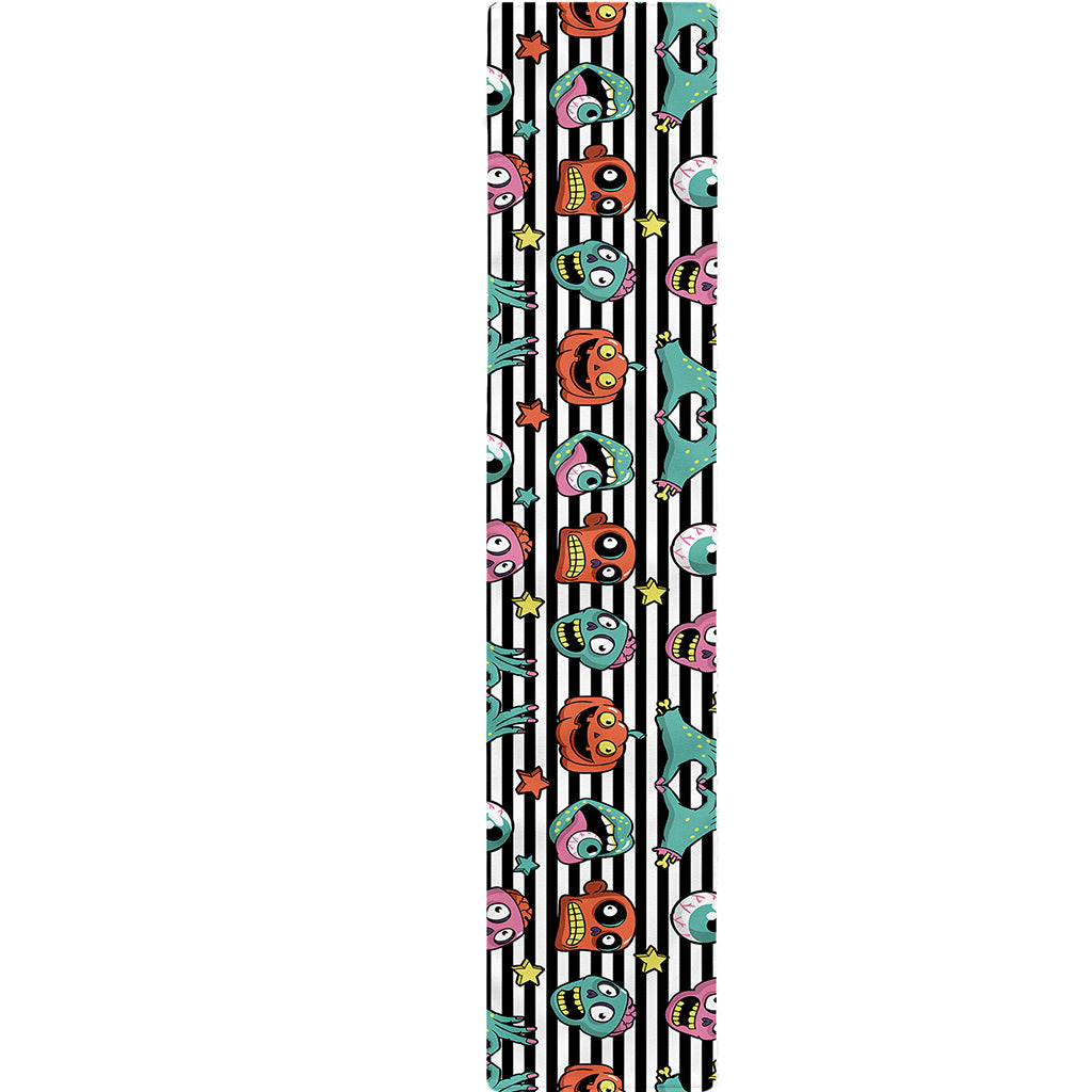 Halloween Zombie Striped Pattern Print Table Runner