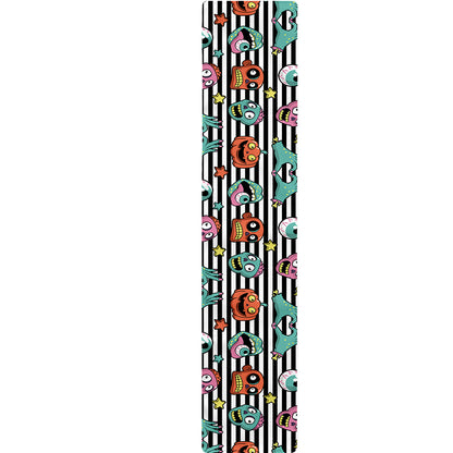 Halloween Zombie Striped Pattern Print Table Runner