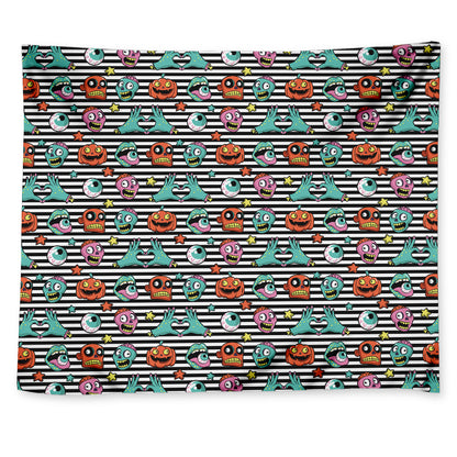 Halloween Zombie Striped Pattern Print Tapestry