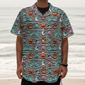 Halloween Zombie Striped Pattern Print Textured Short Sleeve Shirt