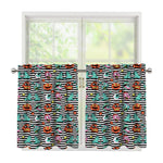 Halloween Zombie Striped Pattern Print Tier Curtains