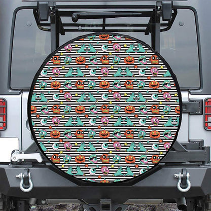 Halloween Zombie Striped Pattern Print Tire Cover