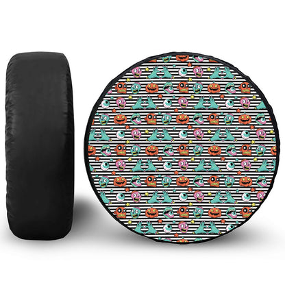 Halloween Zombie Striped Pattern Print Tire Cover