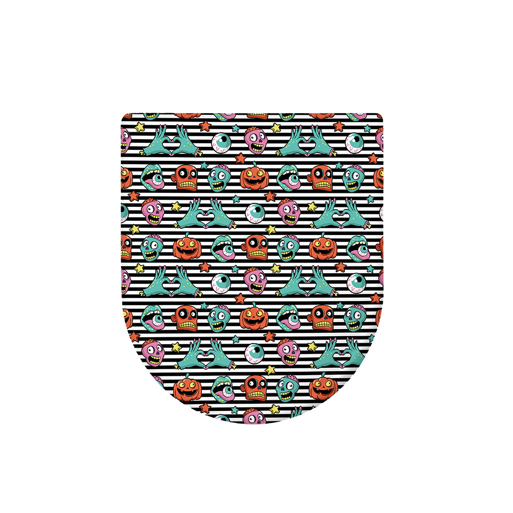 Halloween Zombie Striped Pattern Print Toilet Lid Cover