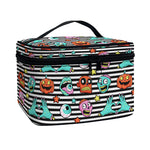 Halloween Zombie Striped Pattern Print Travel Makeup Bag