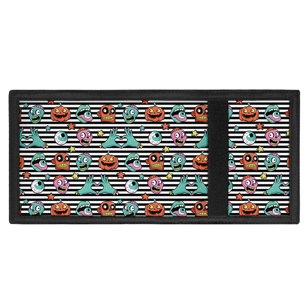 Halloween Zombie Striped Pattern Print Trifold Wallet