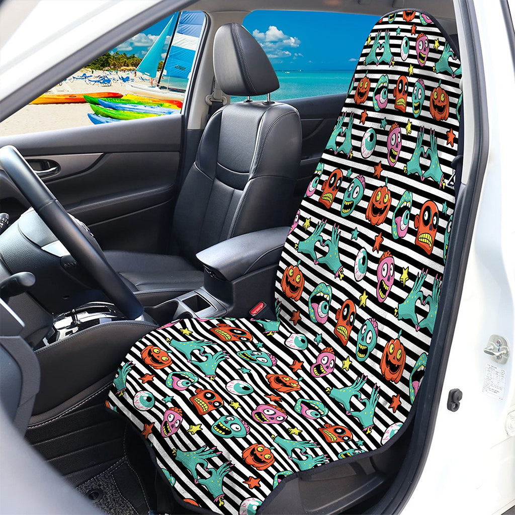 Halloween Zombie Striped Pattern Print Waterproof Car Seat Cover