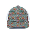 Halloween Zombie Striped Pattern Print White Mesh Trucker Hat