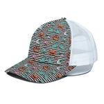 Halloween Zombie Striped Pattern Print White Mesh Trucker Cap