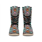 Halloween Zombie Striped Pattern Print Winter Boots