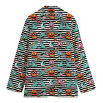 Halloween Zombie Striped Pattern Print Women's Blazer