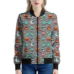 Halloween Zombie Striped Pattern Print Women's Bomber Jacket