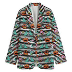 Halloween Zombie Striped Pattern Print Women's Cotton Blazer
