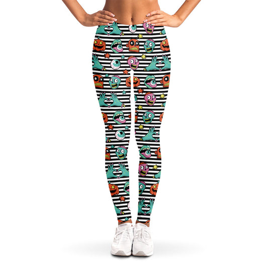 Halloween Zombie Striped Pattern Print Women's Leggings