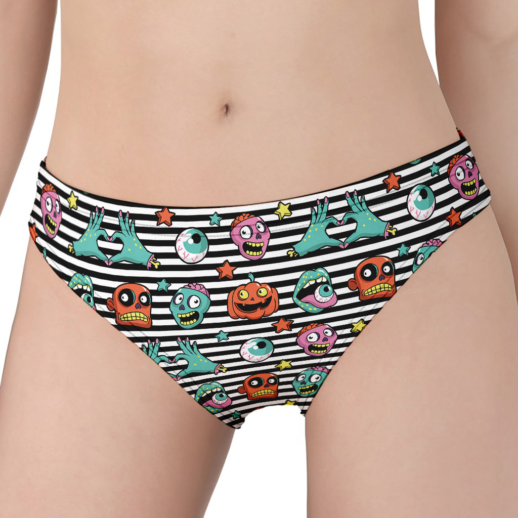 Halloween Zombie Striped Pattern Print Women's Panties