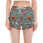 Halloween Zombie Striped Pattern Print Women's Split Running Shorts
