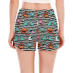 Halloween Zombie Striped Pattern Print Women's Split Running Shorts