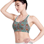 Halloween Zombie Striped Pattern Print Women's Sports Bra