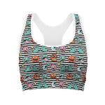 Halloween Zombie Striped Pattern Print Women's Sports Bra