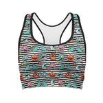 Halloween Zombie Striped Pattern Print Women's Sports Bra
