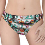 Halloween Zombie Striped Pattern Print Women's Thong