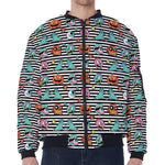 Halloween Zombie Striped Pattern Print Zip Sleeve Bomber Jacket