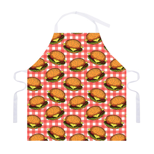 Hamburger Plaid Pattern Print Adjustable Apron