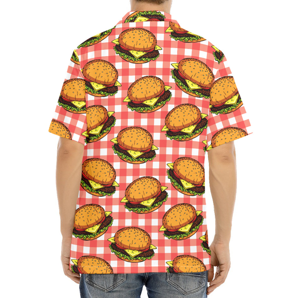 Hamburger Plaid Pattern Print Aloha Shirt