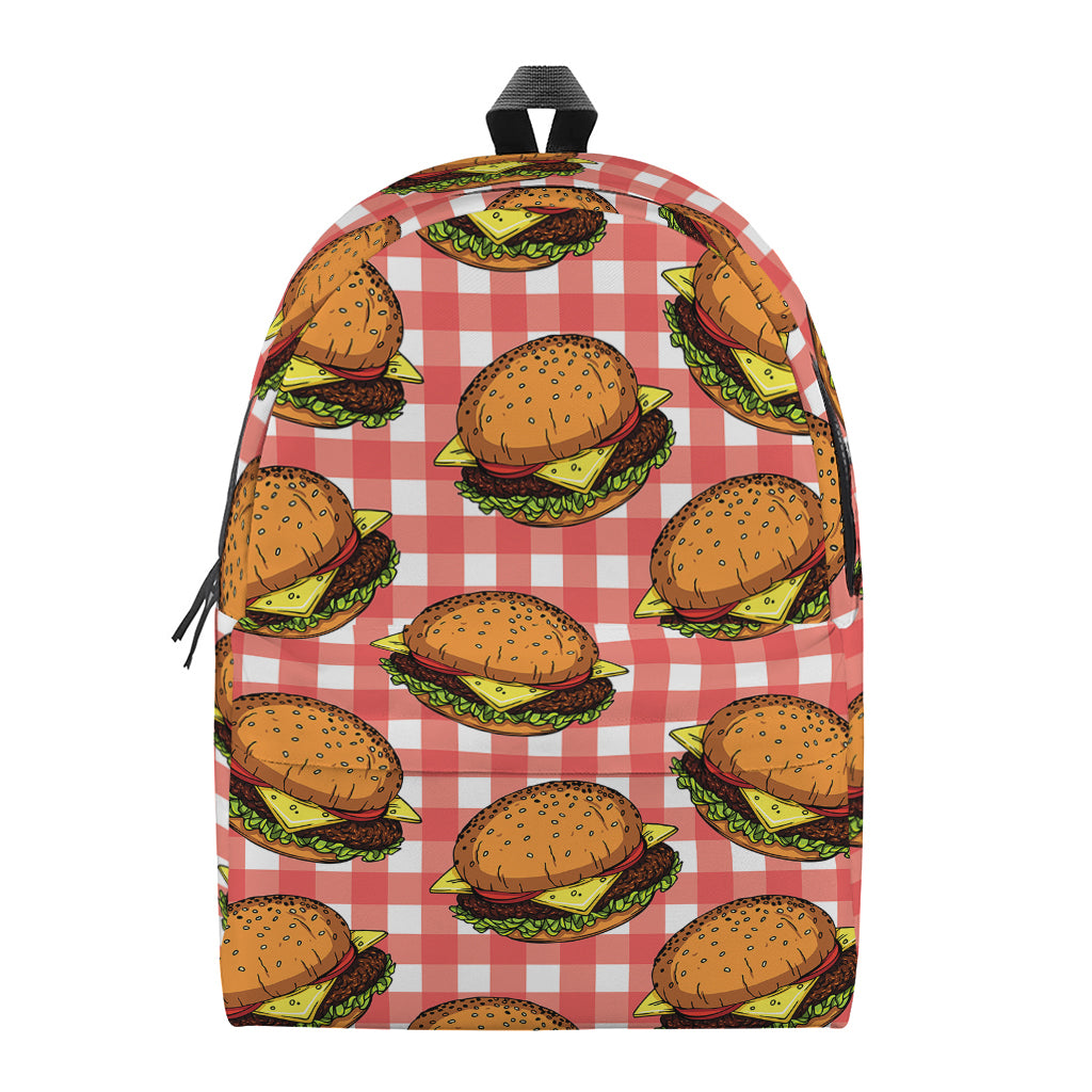 Hamburger Plaid Pattern Print Backpack