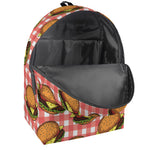 Hamburger Plaid Pattern Print Backpack