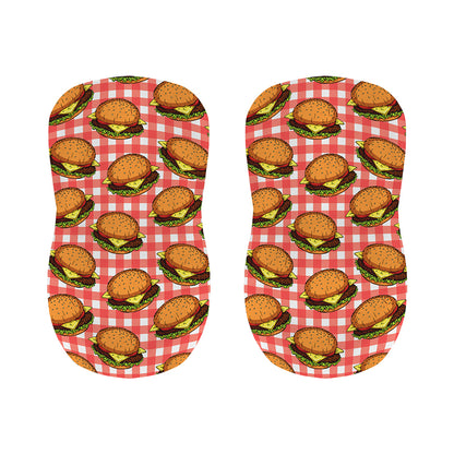 Hamburger Plaid Pattern Print Bar Stool Covers