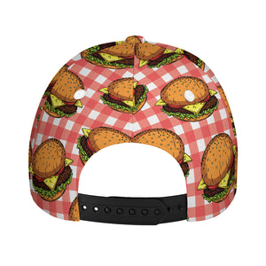 Hamburger Plaid Pattern Print Baseball Cap