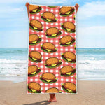 Hamburger Plaid Pattern Print Beach Towel