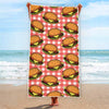 Hamburger Plaid Pattern Print Beach Towel