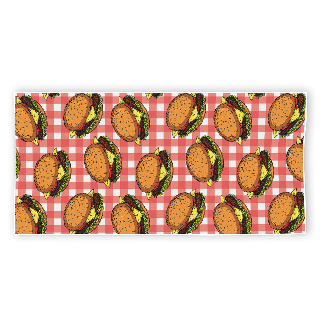 Hamburger Plaid Pattern Print Beach Towel