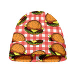 Hamburger Plaid Pattern Print Beanie