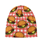 Hamburger Plaid Pattern Print Beanie