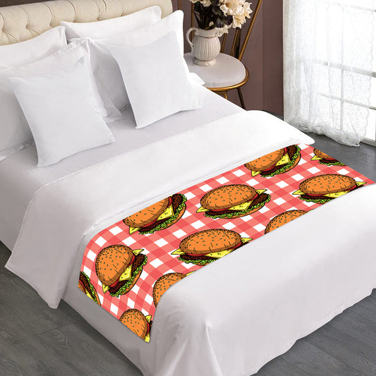 Hamburger Plaid Pattern Print Bed Runner