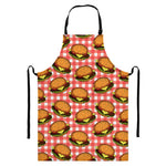 Hamburger Plaid Pattern Print Bib Apron With Pocket