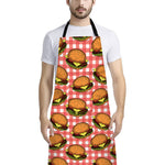 Hamburger Plaid Pattern Print Bib Apron With Pocket