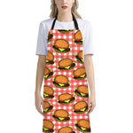 Hamburger Plaid Pattern Print Bib Apron With Pocket