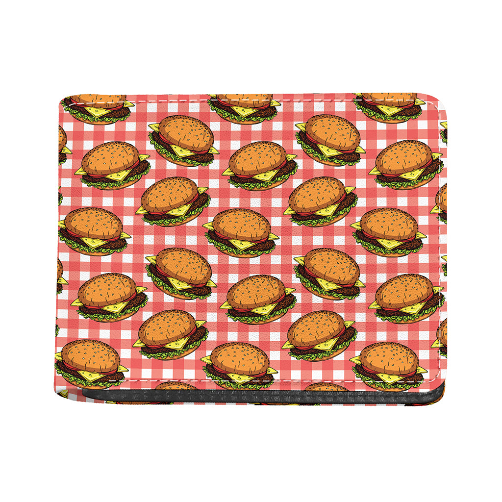 Hamburger Plaid Pattern Print Bifold Wallet