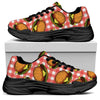 Hamburger Plaid Pattern Print Black Chunky Shoes