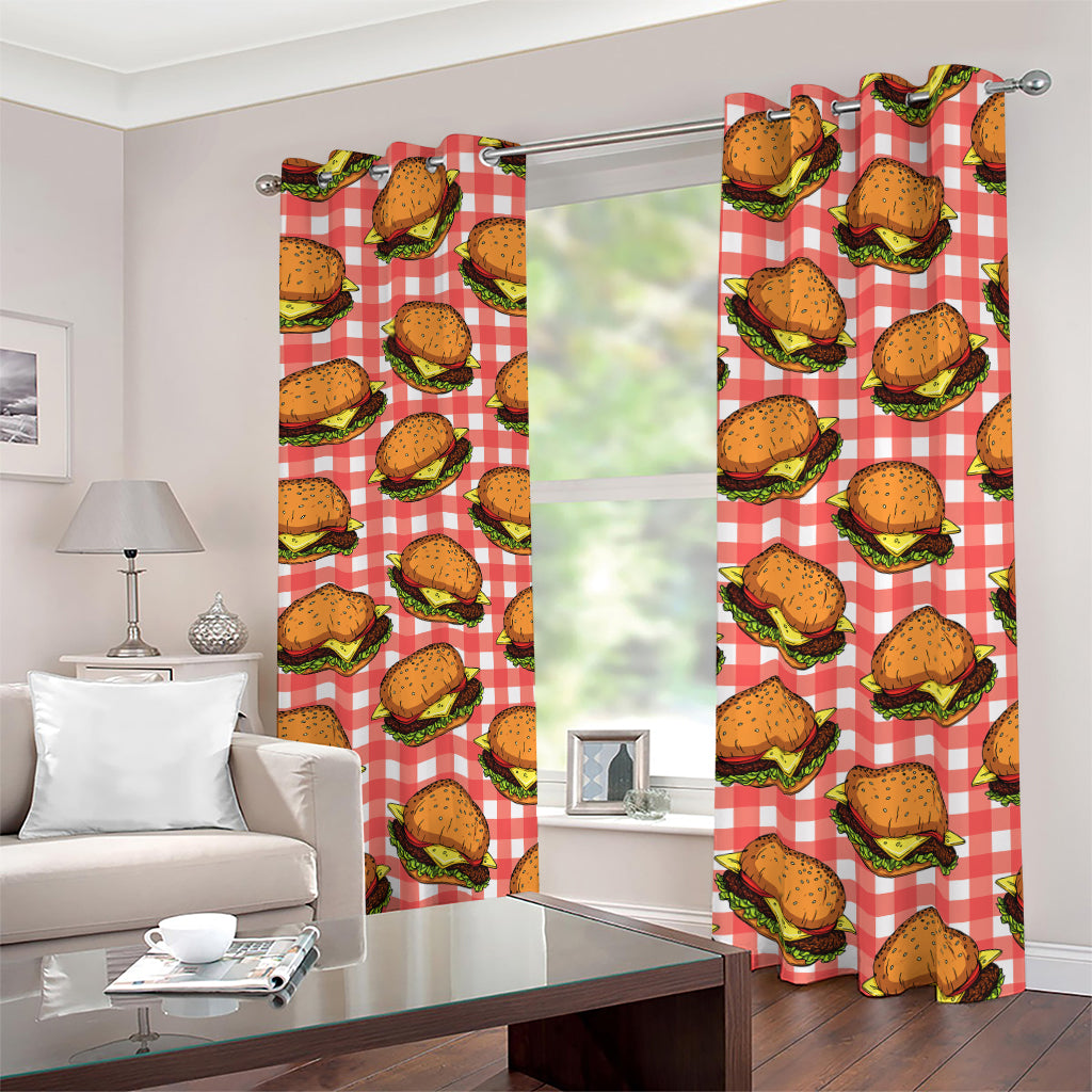 Hamburger Plaid Pattern Print Blackout Grommet Curtains