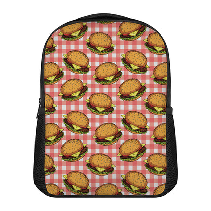 Hamburger Plaid Pattern Print Casual Backpack