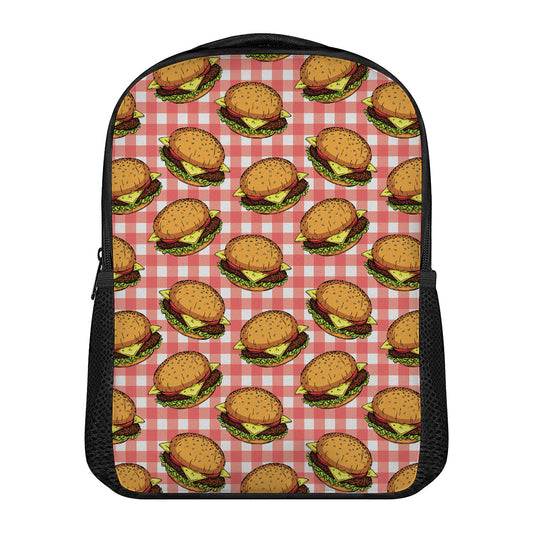 Hamburger Plaid Pattern Print Casual Backpack